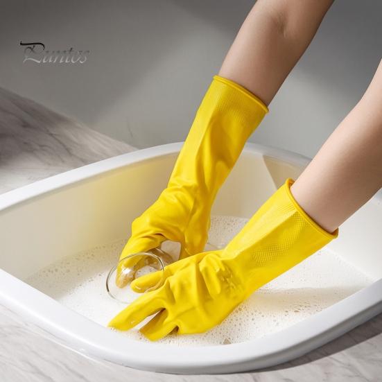 Extended Wristband Cleaning Gloves 2PCS Household Gloves, Reusable PVC Waterproof Thickened Work Non Stick for Scrubbing Multi Purpose Dishwashing And