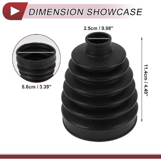 1 Set CV Joint Boot Kit for Toyota Sienna 2011-2015 for Lexus ES350 2007-2010 Outer Constant Velocity Joint Boot W/Clamps No.044280W060 Black Rubber
