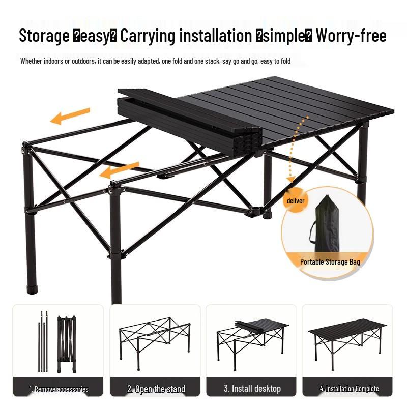 Portable Folding Roll-Up Camping Table and Chair Set - Ideal for Picnics and Barbecues