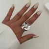 Punk Metal Irregular Pleated Wide Open Rings For Women Men Exaggerated Gold Color Geometric Adjustable Fingerrings Jewelry