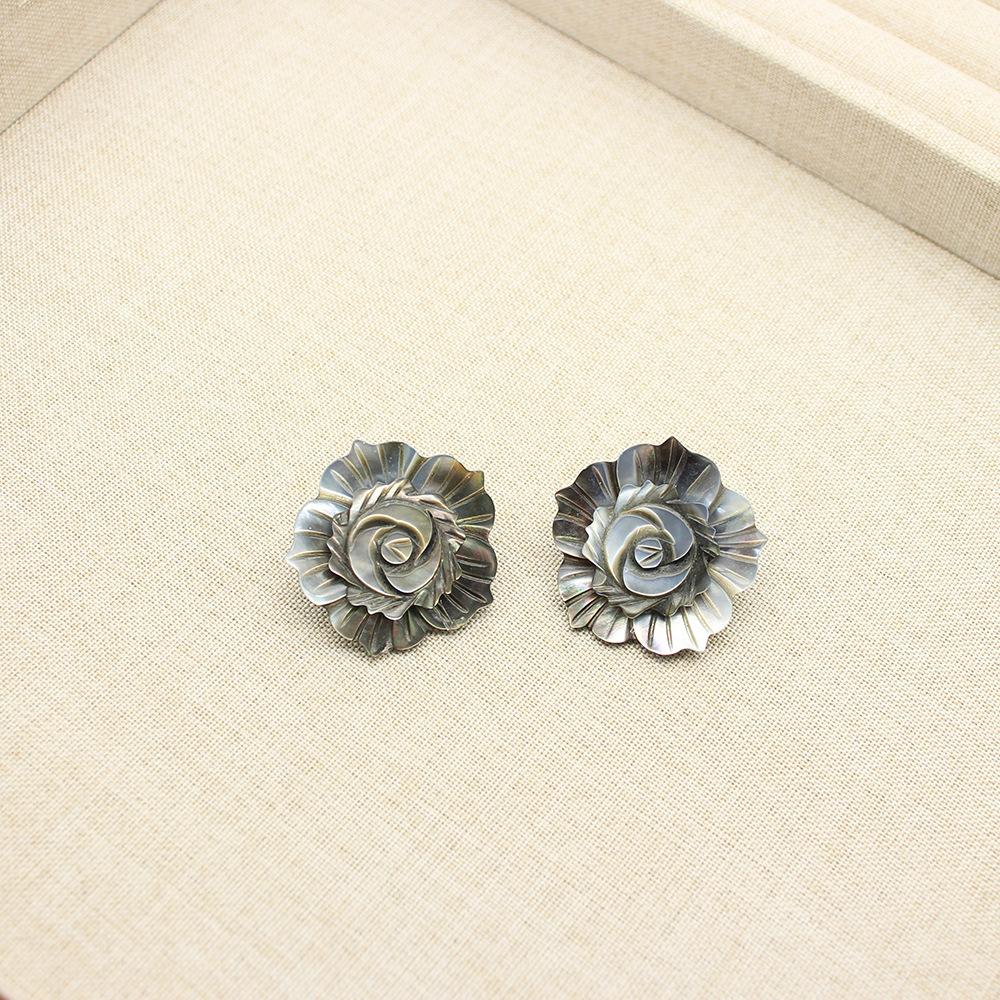 

Серьги Monies Style Натуральный Черный Дизайн Ракушки Бабочки Камелия Легкий Роскошный Стиль Высококлассные Серьги Женские