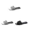 Moderne flade gummi-slides med glimmer og frynser til afslappet brug