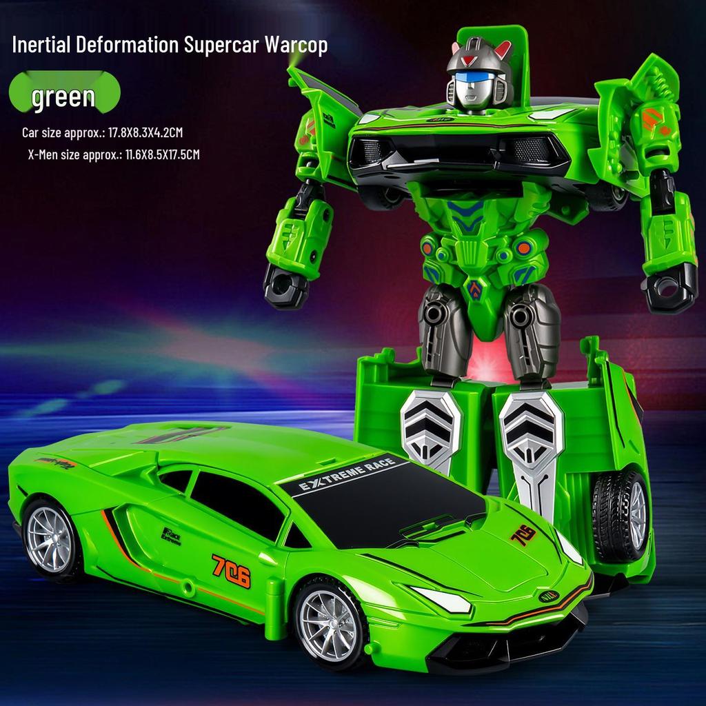 Transforming Robot Car Model - Inertial Power Warrior Toy for Boys