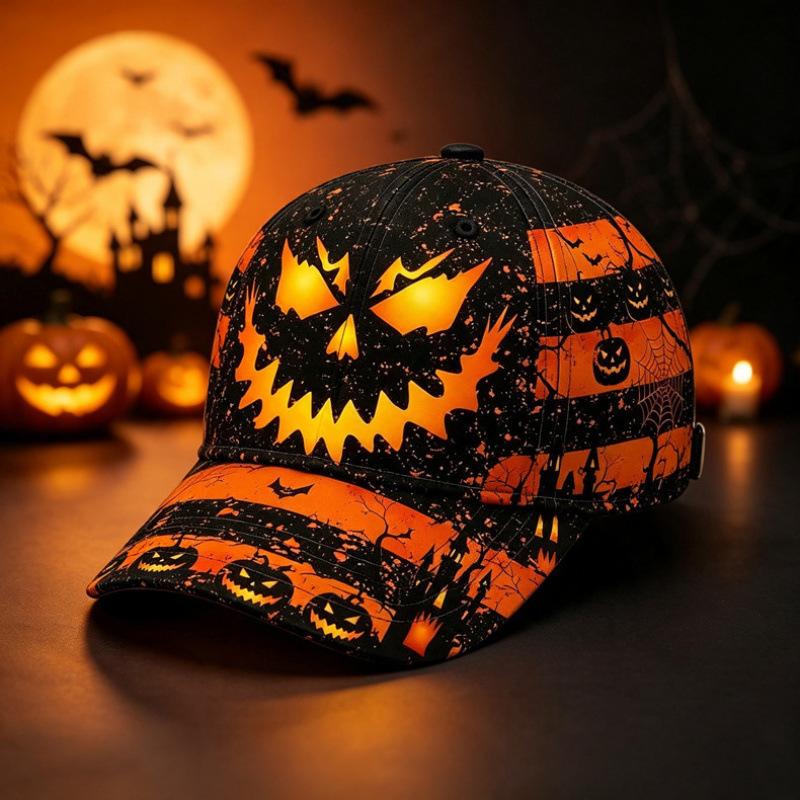 D print Halloween baseball cap women's spring and summer sunshade sun protection cap American style versatile fashion hat sun protection