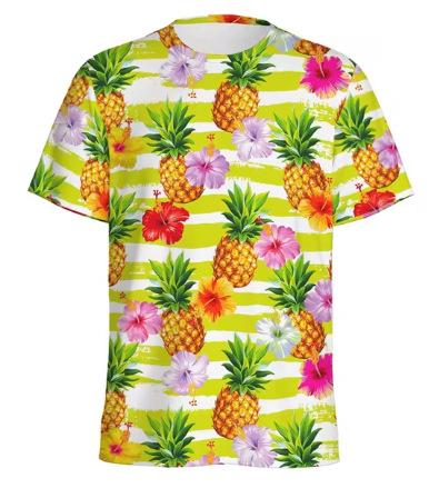 Tropical 3D Printed Pineapple T-Shirt Boys Summer Hawaiian Fruit Pattern T-Shirt Vacation Beach Short Sleeve