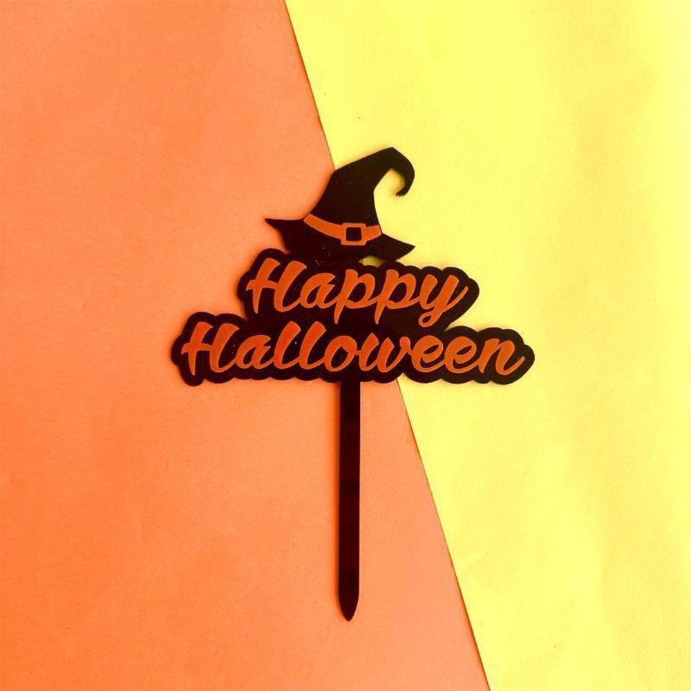 Cartoon Happy Halloween Cake Toppers Acrylic Cake Insertion Flag  Halloween Party Decoration