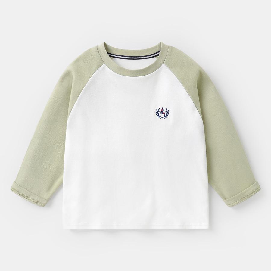 Boys' Striped Long-Sleeve Antibacterial Cotton T-Shirt