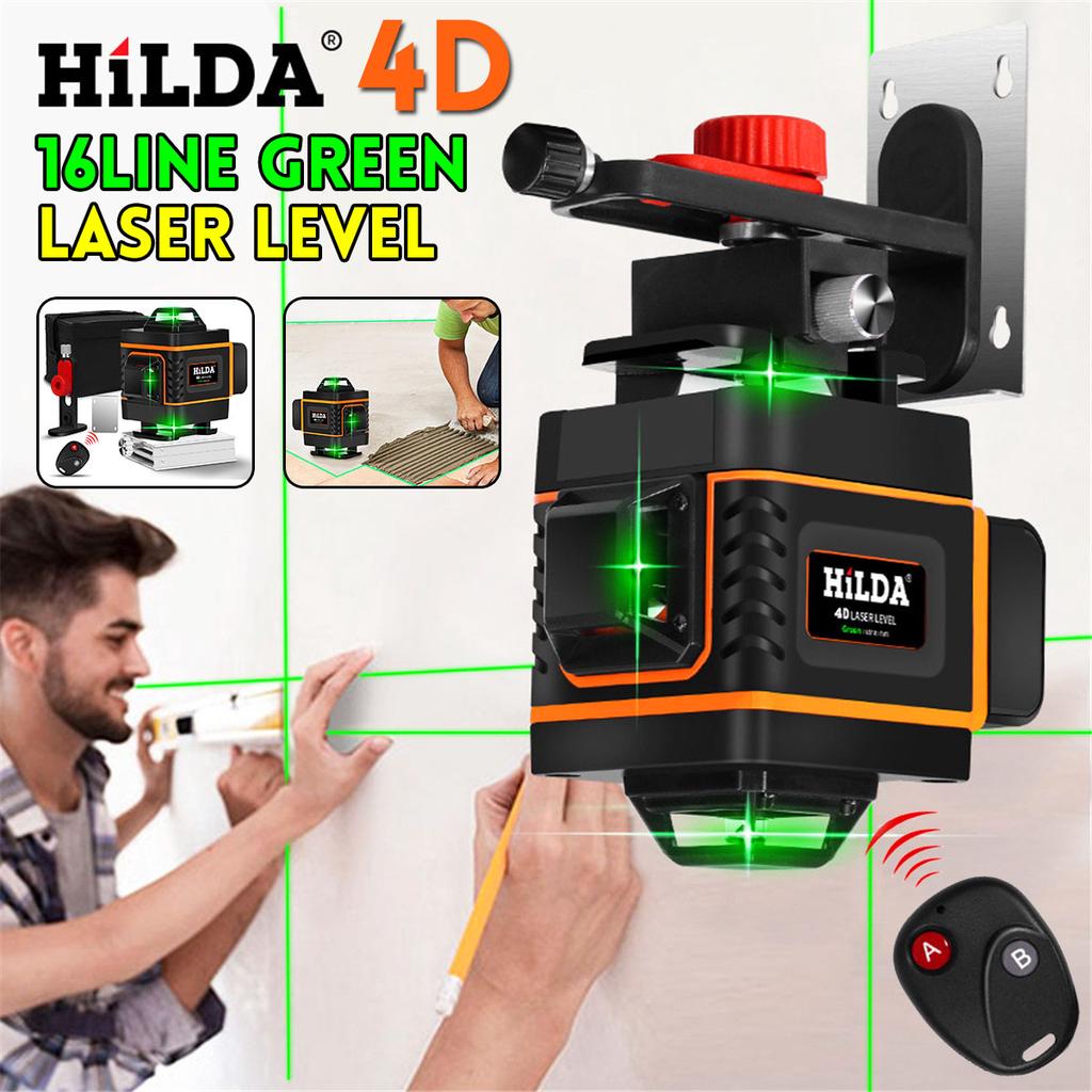 4D 16 //3D 12 Line Green Laser Level 360° Auto Self Leveling Rotary Cross Measure