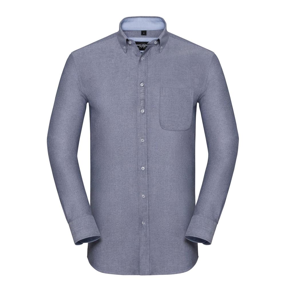 Russell Collection Mens Oxford Tailored Long-Sleeved Shirt