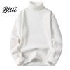 Solid Color Men Slim Fit Long Sleeve Winter Turtleneck Sweater Autumn Tight Plush Fleece Lining