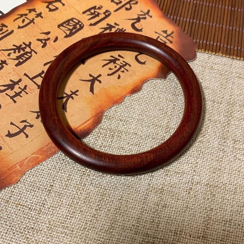 Chinese Ethnic Style Sandalwood Bracelet Minority Design Retro Hand Ring Sandalwood Bangle  Student