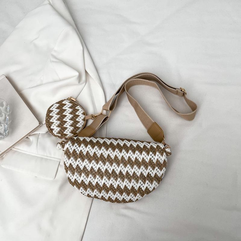 New Trendy Fashionable Mother Child Chest Bag Personalized Stripe Ethnic Style Crossbody Bag High end Simple Versatile Waist Bag