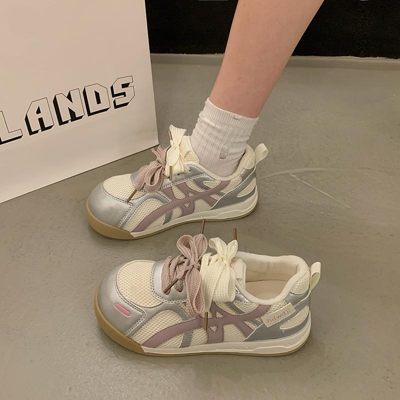 Versatile Breathable White Shoes Women's 2025 Summer New Mesh Training Shoes Ins Retro Forrest Gump Sports Board Shoes