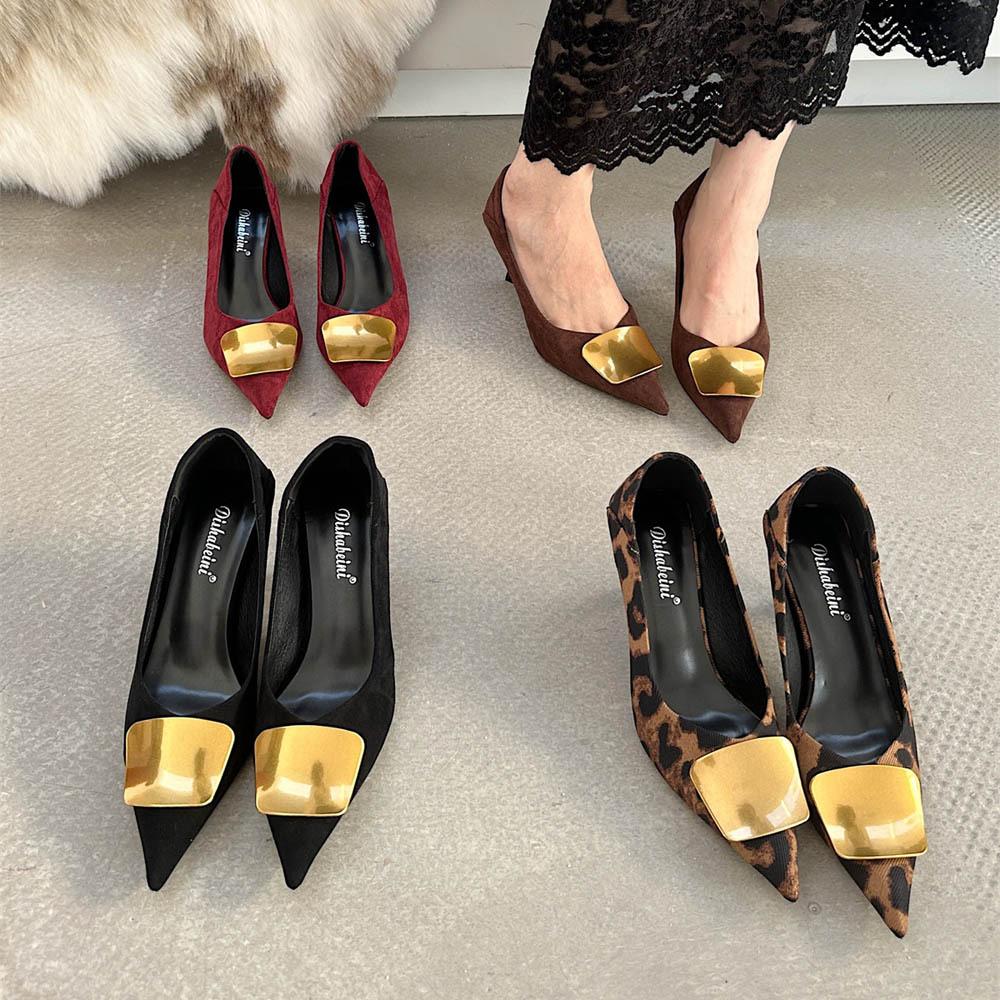 Single Shoes Spring New Pointed Professional Commuter Cat Heel Work Shoes Not Tired Feet Shallow Mouth Temperament High Heels Women