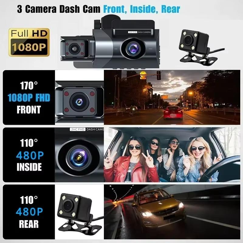 Motion Detection Car Camera Black Box Dash HD 1080P Cam Dashcam G-Sesor 360 ° Lens Rotation Dvr 3 Inch with WiFi Night Vision