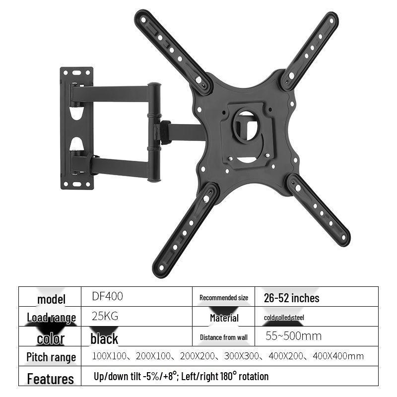 Universal Adjustable LCD Monitor & TV Wall Mount with Retractable, Rotating Arm