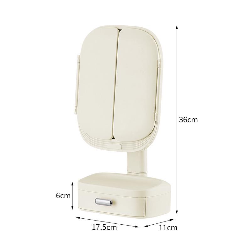 

Rotatable Tabletop Vanity Mirror with Light - Multifunctional Flip-Out Surface for Makeup & Beauty Standard