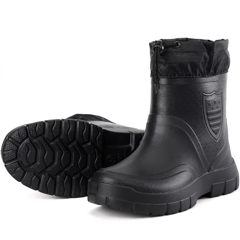 Men's Rain Shoes Winter Warm Rubber Rain Boots Outdoor Waterproof Work Boots for Men Non Slip Fishing Boots Botas Lluvia Hombre