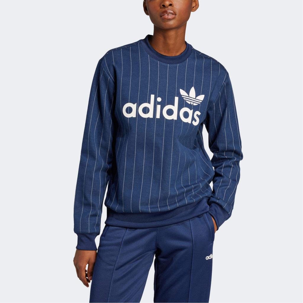 Adidas Originals Logo Comfortable Crew Neck Pullover Long Sleeve Sweatshirt Women sweatshirt Blue JJ3488