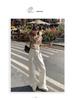 2024 Spring Women's High-Waisted White Wide-Leg Floor-Length Jeans