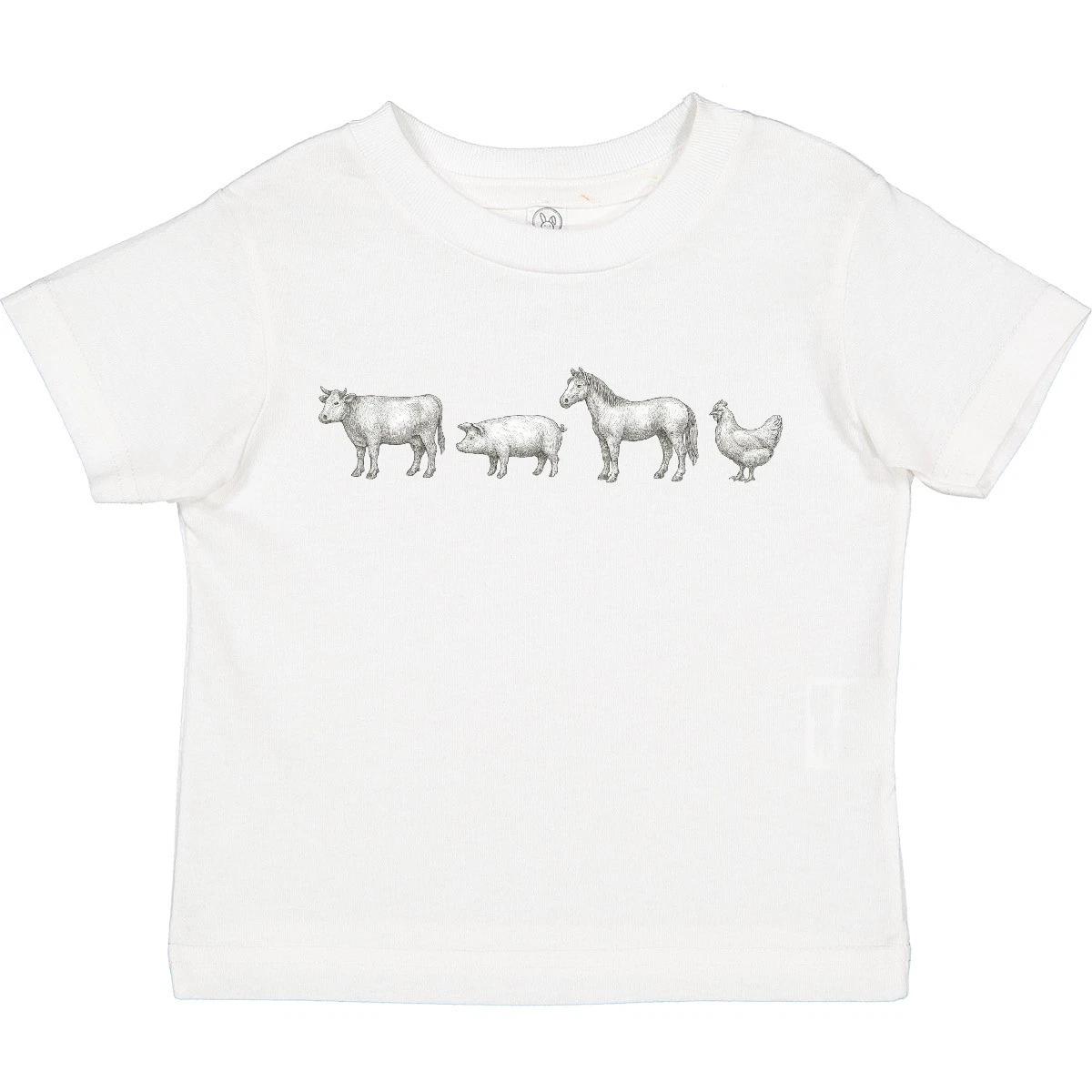 Inktastic Farm Animal Illustration Art Cow Pig Horse Chicken Toddler T-Shirt Fun 160