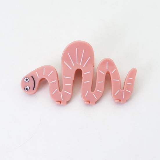 Hair Claw Pink Plastic Smile Face Hairpin Snake Shape Anti-slip Teeth Back Head Shark Hair Clip Hair Accessory