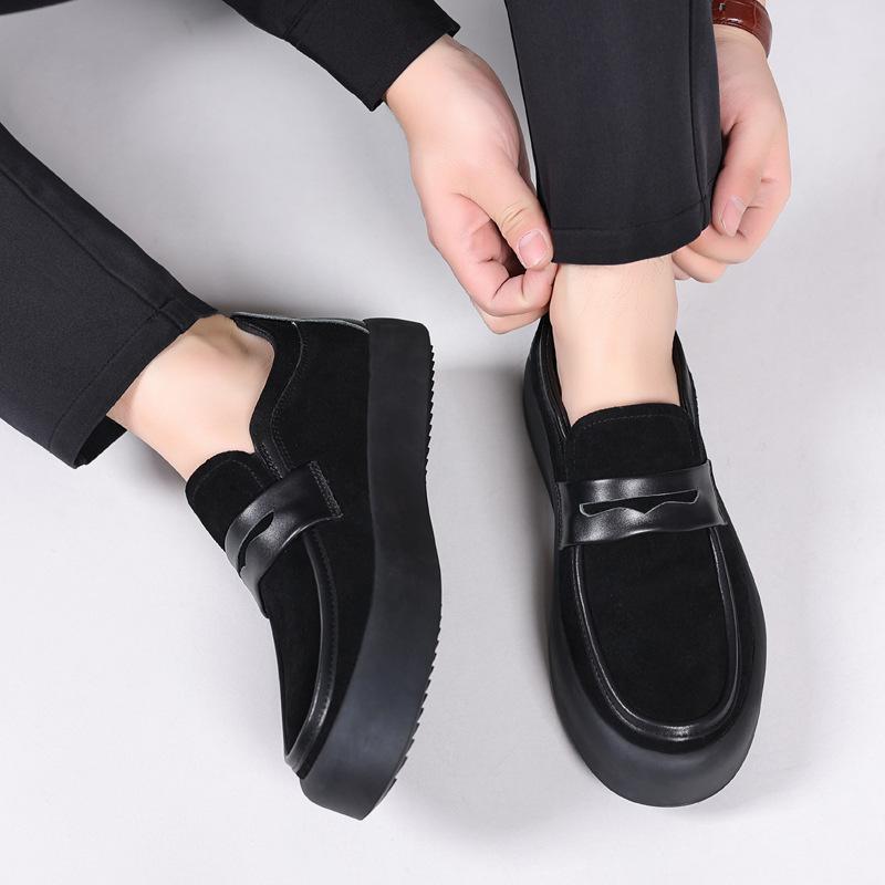 Fashion Men's Casual Shoes Genuine Suede Leather Thick Sole Mens Comfortable Driving Loafers Moccasins Men Outdoor Flats