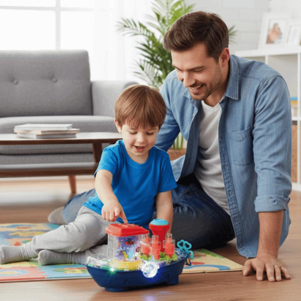 Sound Light Toy Electric Moving Boat Toy Plastic Musical Ship Toy  Kids Gift