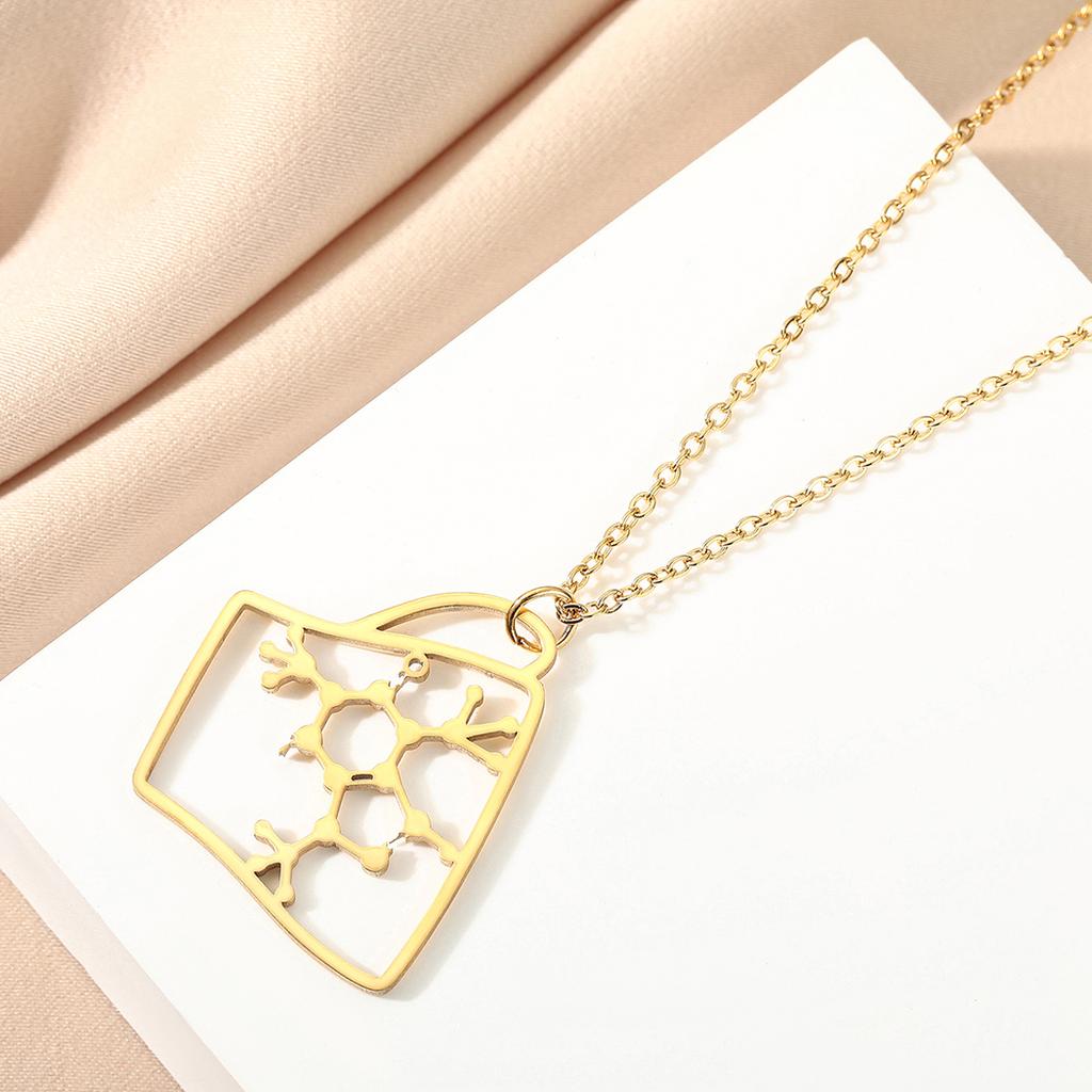 Kintal exquisite stainless steel Caffeine Molecule necklace Coffee Cup pendant Chemistry jewelry Christma gift girlfriend