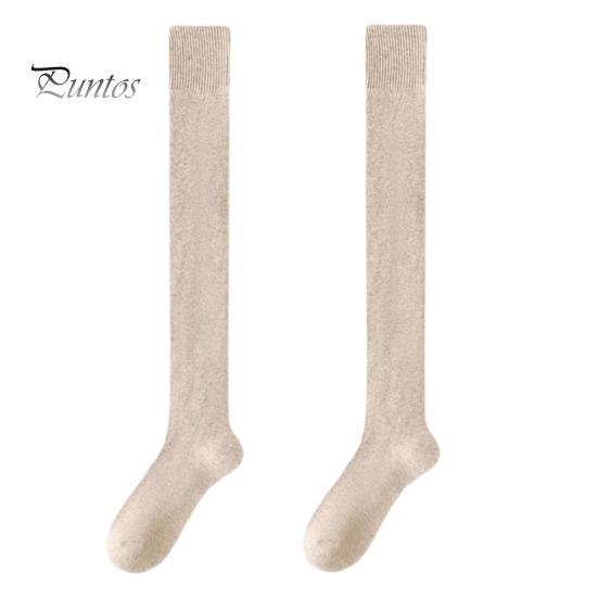 1 Pair Women Winter Socks Tihick Plush Over Knee Socks Anti-slip Solid Color Warm Thickened Stockings Warmth Socks for Various Occasions