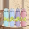 1PC Fresh Green Kiwi Fruit Pattern 750ml Color Plastic Sports Water Bottle Leakproof Flip Straw Lid Suitable for Sports Office Home Use
