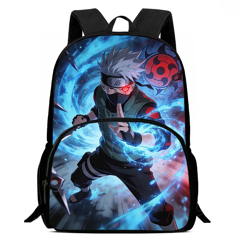 Cartoon NARUTO Pattern Lightweight Backpack With Front Pocket Adjustable Shoulder Strap Unisex Suitable For Children Age 6-10