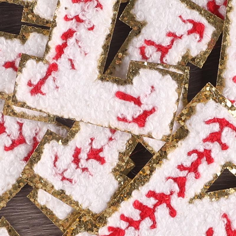 Gold Edge Chenille Smiley Face Embroidered Patch Badge