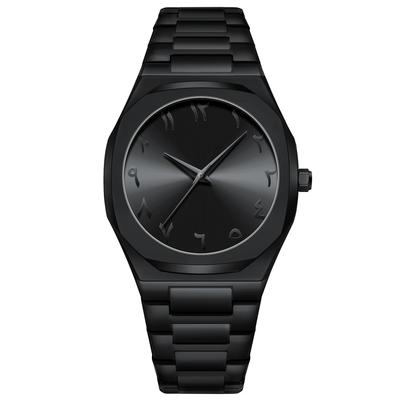 Modern Minimalist Personality Creative All-black Men's Watch Arabic Digital Sports Leisure Alloy Men's Watch Unique Design Watch