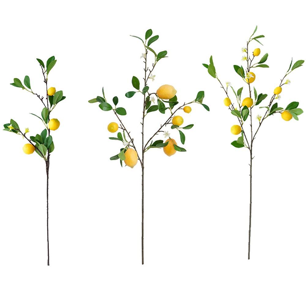 With Lifelike Lemon Fake Fruit Stems Fresh Green Yellow Simulation Green Plants  Home Decor