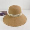 Hepburn style retro French pearl straw hat seaside vacation sun protection beach hat bucket hat big brim sun hat