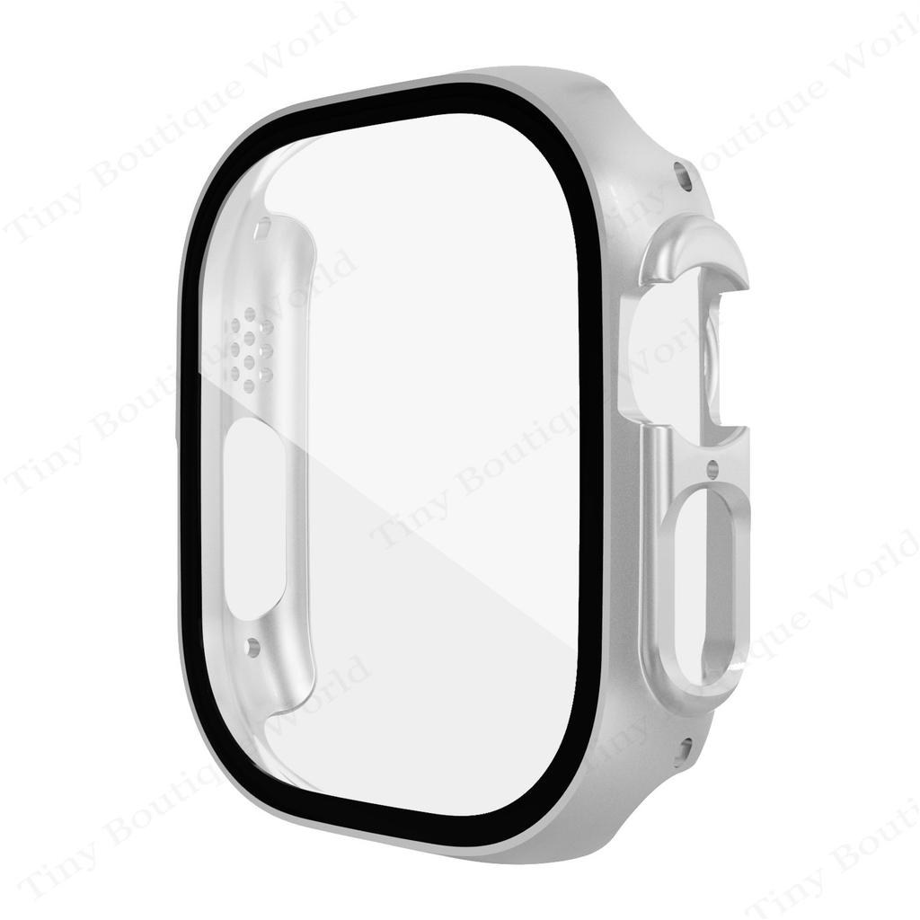 Glass+case For Apple Watch Ultra/Ultra 2 49mm Strap Smartwatch PC Bumper+Screen Protector Tempered Cover for Iwatch Series Ultra