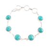 Blue Turquoise Gemstone 925 Sterling Silver Jewelry Handmade Bracelet For Girls RB-14-21