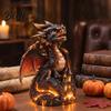 Creative Shelf Decor Light Up Dragon Figurine, Resin Gothic Castle Statue, Decorative Garden Decoration Fantasy Creature Ornament for Home,