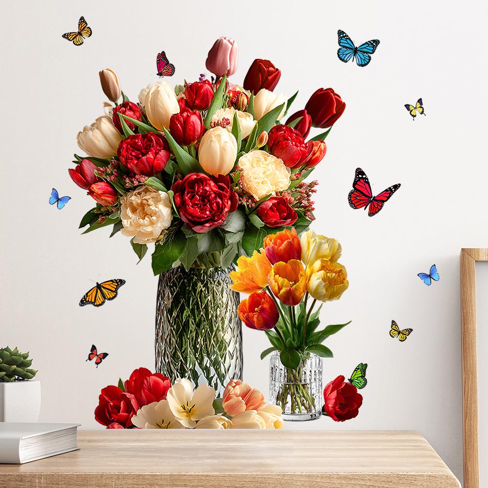 3D Simulation Vase Bedroom Room Wall Stickers Decal Home Living Room Decoration