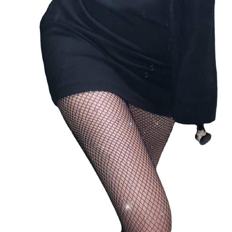 Summer Fishnet Diamond Pantyhose Women Sexy  Shiny Net Tights Female Slim  Mesh Nylon Stockings Tights