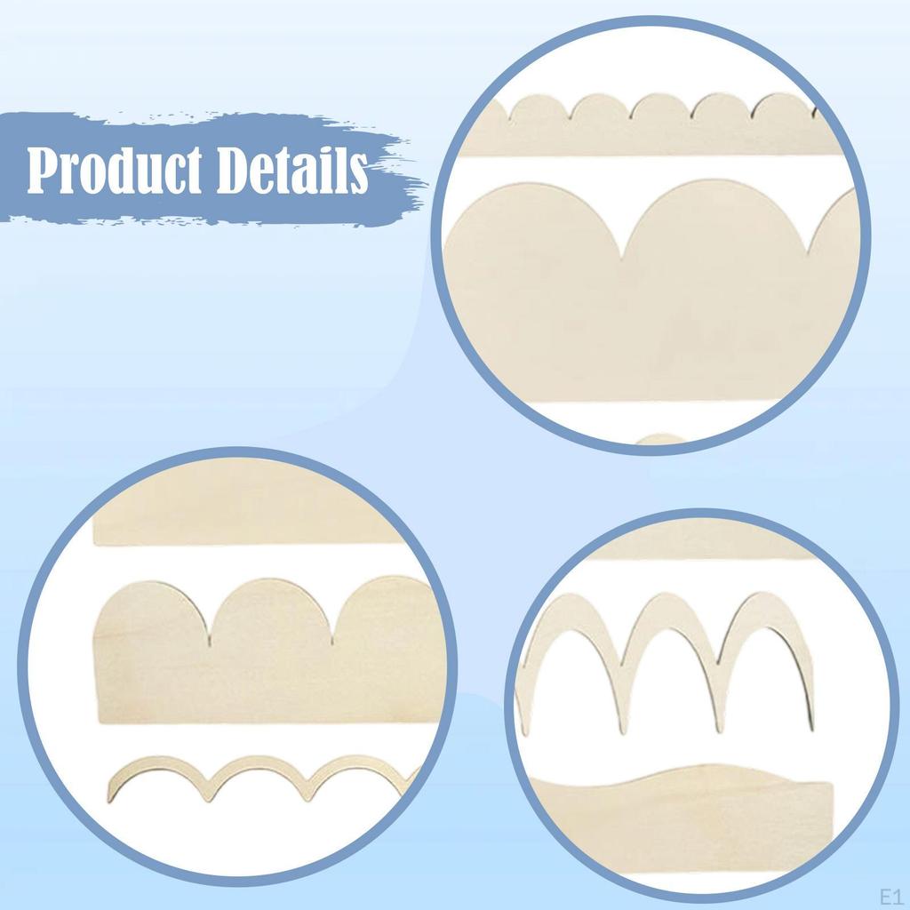 7Pcs Fan Shape Decorative Wood Trim,Wooden Moulding,DIY,Wave Molding Unfinished for Door