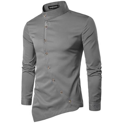 Camicia da uomo Abbigliamento da uomo Camicia a maniche lunghe Bottone obliquo irregolare Camicie casual semplici da uomo