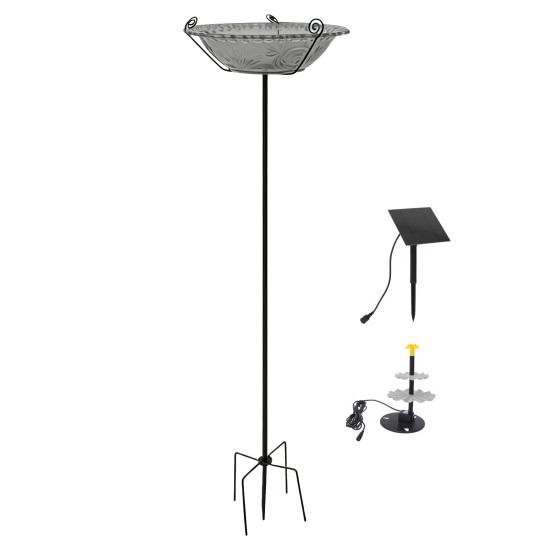 Solar Fountain Bird Bath for Outside Cascading Bird Bath Fountain Solar Powered Fountain Bird Bath with Metal Stake Attracts Birds for Garden Patio