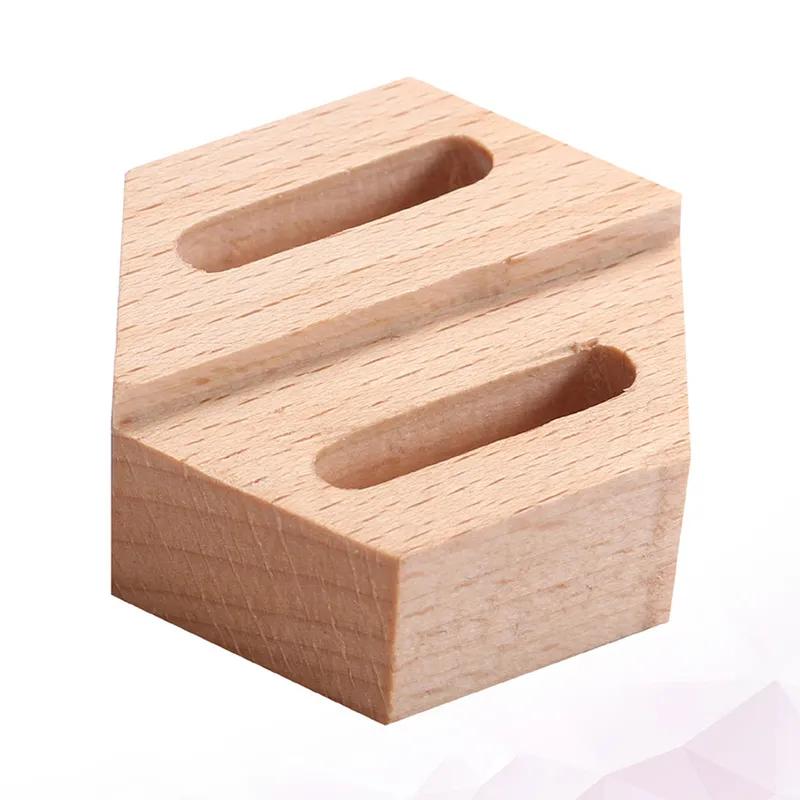 Box Two-Tier Holder Stand For Jewelry Showcase Anti-Slip Base Geometric Design Ring Display Stand Wooden Rings Holder Geometric
