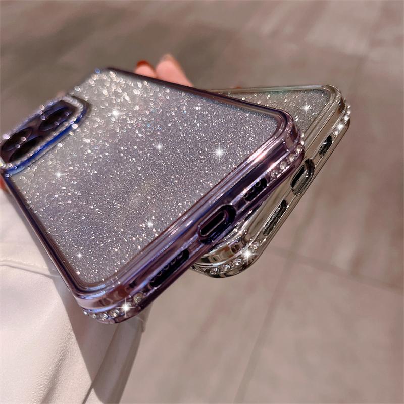 Glitter Diamond Plating Phone Case For Iphone 13 11 12 14 Pro Max Plus X Xr Xs 14 Soft Silicone Lens Protection Shockproof Cover