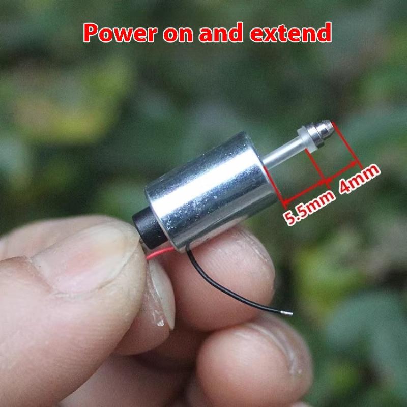 1 stk DIY Fingeravtrykkslås DC 7.4V 9V 12V Mini Rund 10mm Sylinder Suge Skyv-Trekk Type Lineær Solenoid Elektromagnet