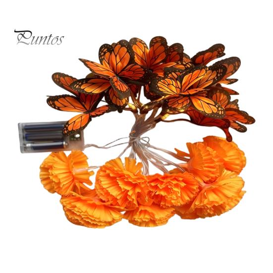 Festive Tabletop Lighting Marigold Flower String Lights, Artificial Cempasuchil Decorative Lamps, Halloween Flexible Warm White Garland LED