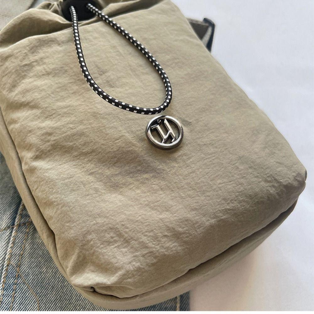 Nylon Rope Nylon Shoulder Bag Solid Color Water Bottle Pouch Drawstring Crossbody Bag  Daily