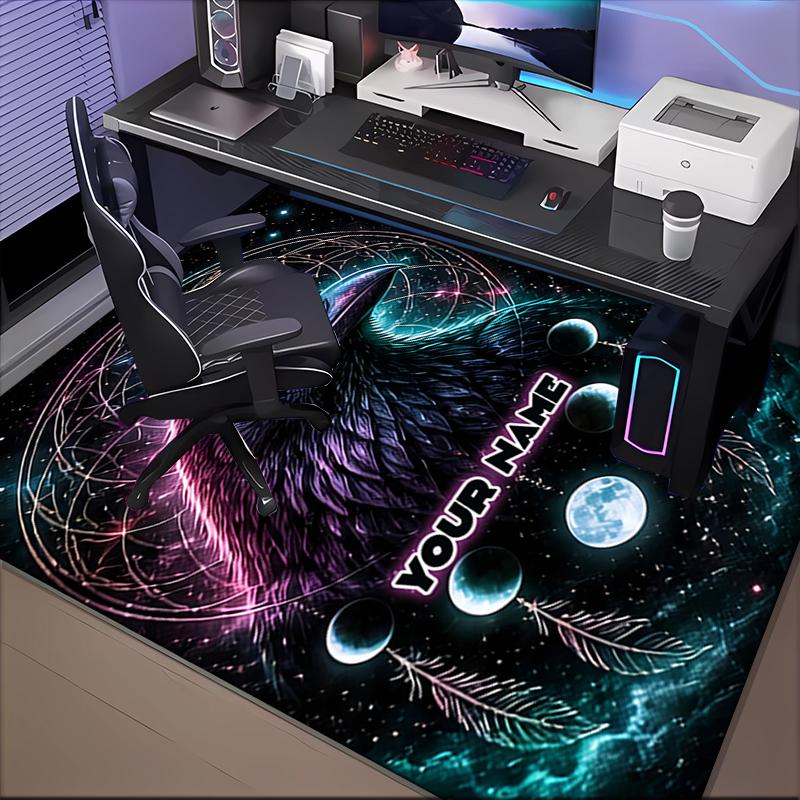 1PC Custom Name Cosmic Raven Dreamscape Theme Floor Mat Ideal for Living Room, Game Rooms, Office, Bedroom,Floor Mat Playful Design120